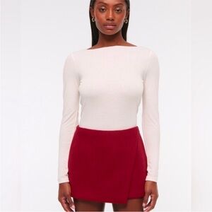 NWT Abercrombie & Fitch Wool Crossover Red Maroon Mini skirt XS